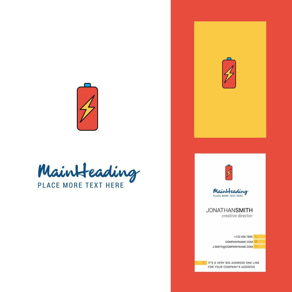 Battery charging Creative Logo and business card vertical Design Vector