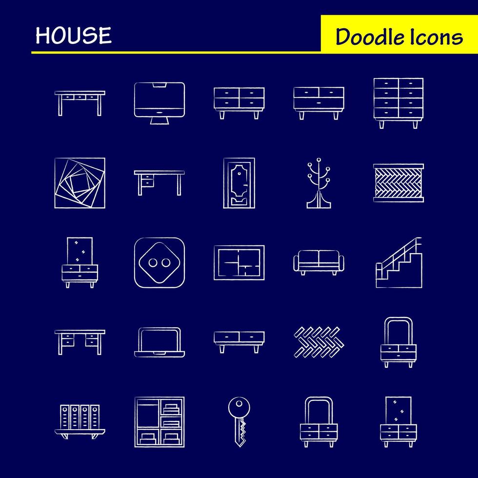 House Hand Drawn Icon for Web Print and Mobile UXUI Kit Such as Couch Furniture Sofa Interior Chest Drawer Furniture Keep Pictogram Pack Vector
