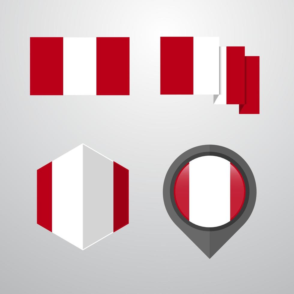 Peru flag design set vector