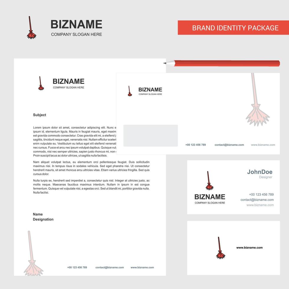 Broom Business Letterhead Envelope and visiting Card Design vector template