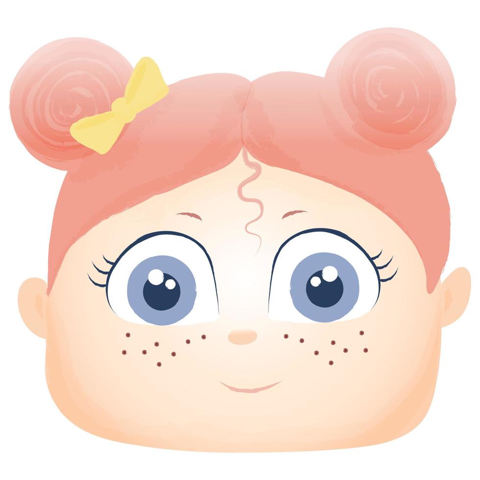 Faces watercolor effect little girl vector