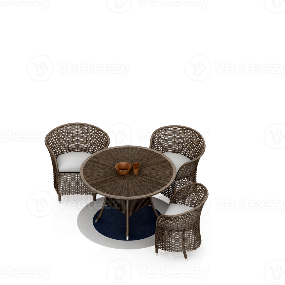 Isometric Table Set 3D render png