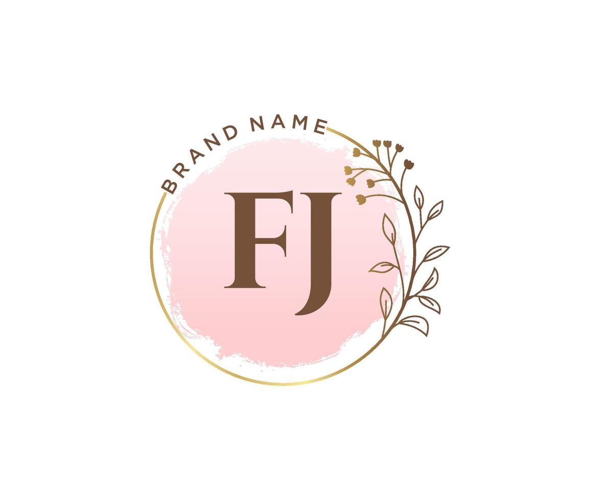 Initial FJ feminine logo. Usable for Nature, Salon, Spa, Cosmetic and Beauty Logos. Flat Vector Logo Design Template Element.