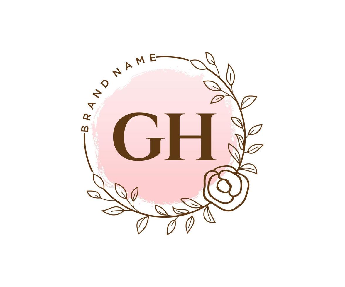 logotipo femenino inicial de gh. utilizable para logotipos de naturaleza, salón, spa, cosmética y belleza. elemento de plantilla de diseño de logotipo de vector plano.