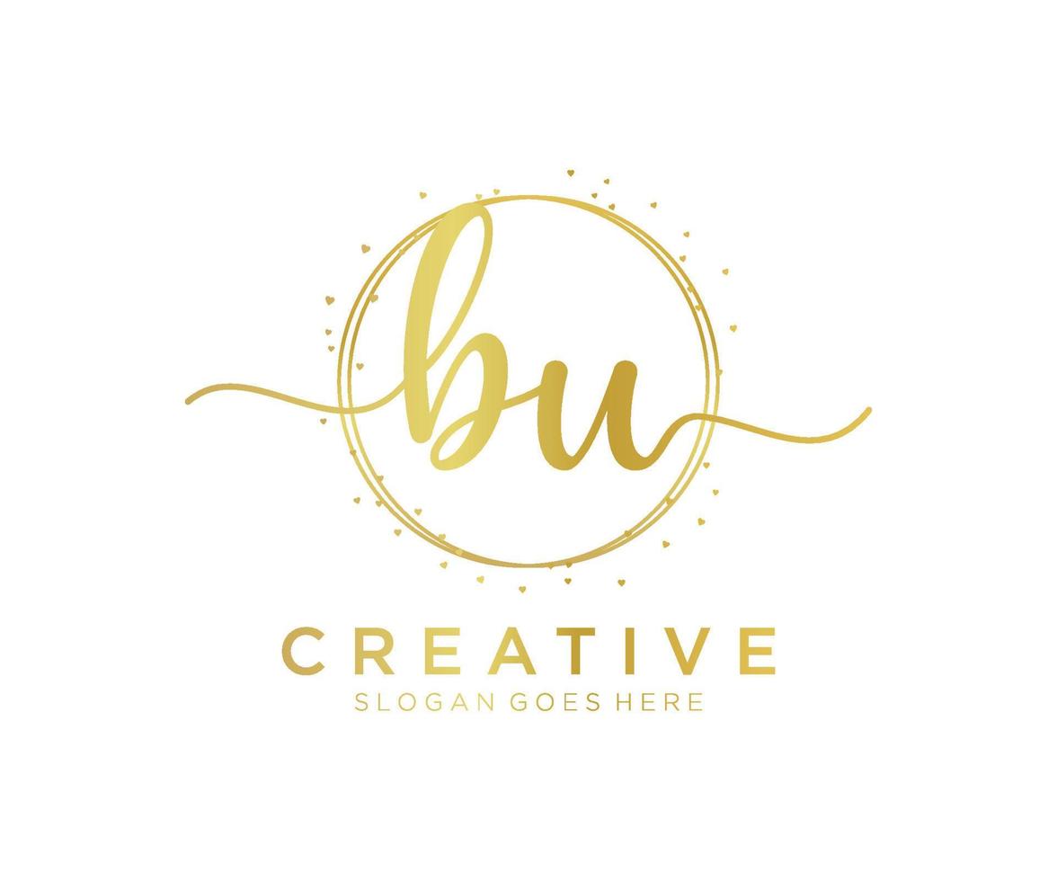 Initial BU feminine logo. Usable for Nature, Salon, Spa, Cosmetic and Beauty Logos. Flat Vector Logo Design Template Element.