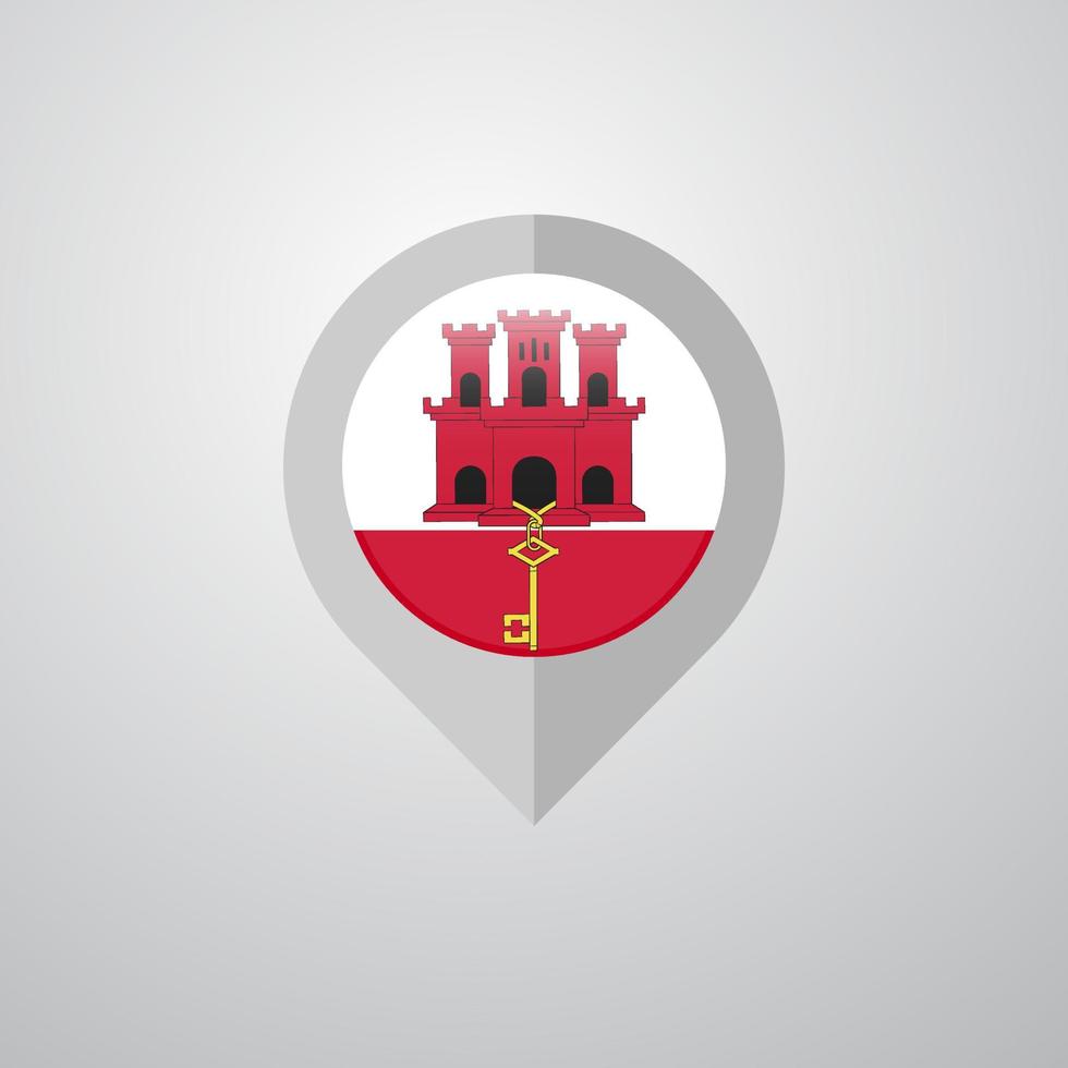 Map Navigation pointer with Gibraltar flag design vector