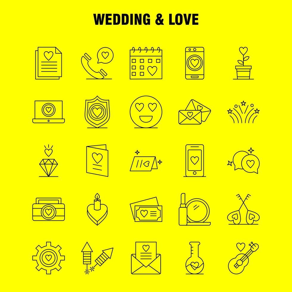 Wedding And Love Line Icons Set For Infographics Mobile UXUI Kit And Print Design Include Laptop Love Heart Wedding Card Love Heart Wedding Icon Set Vector