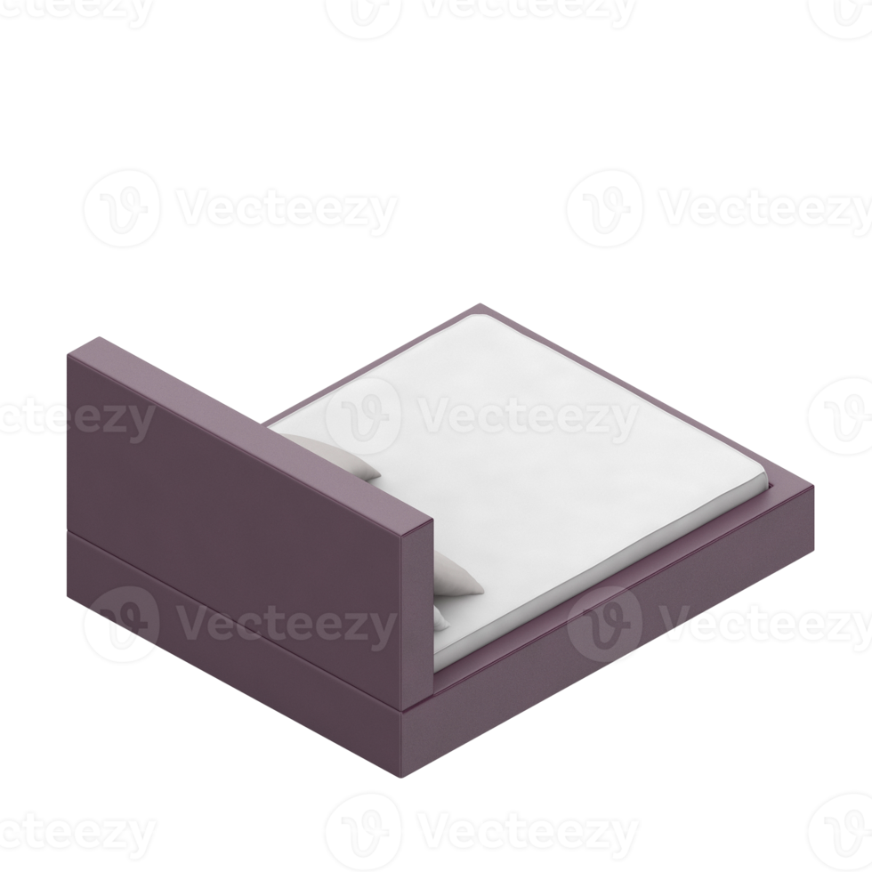Isometric Bedroom 3D render png