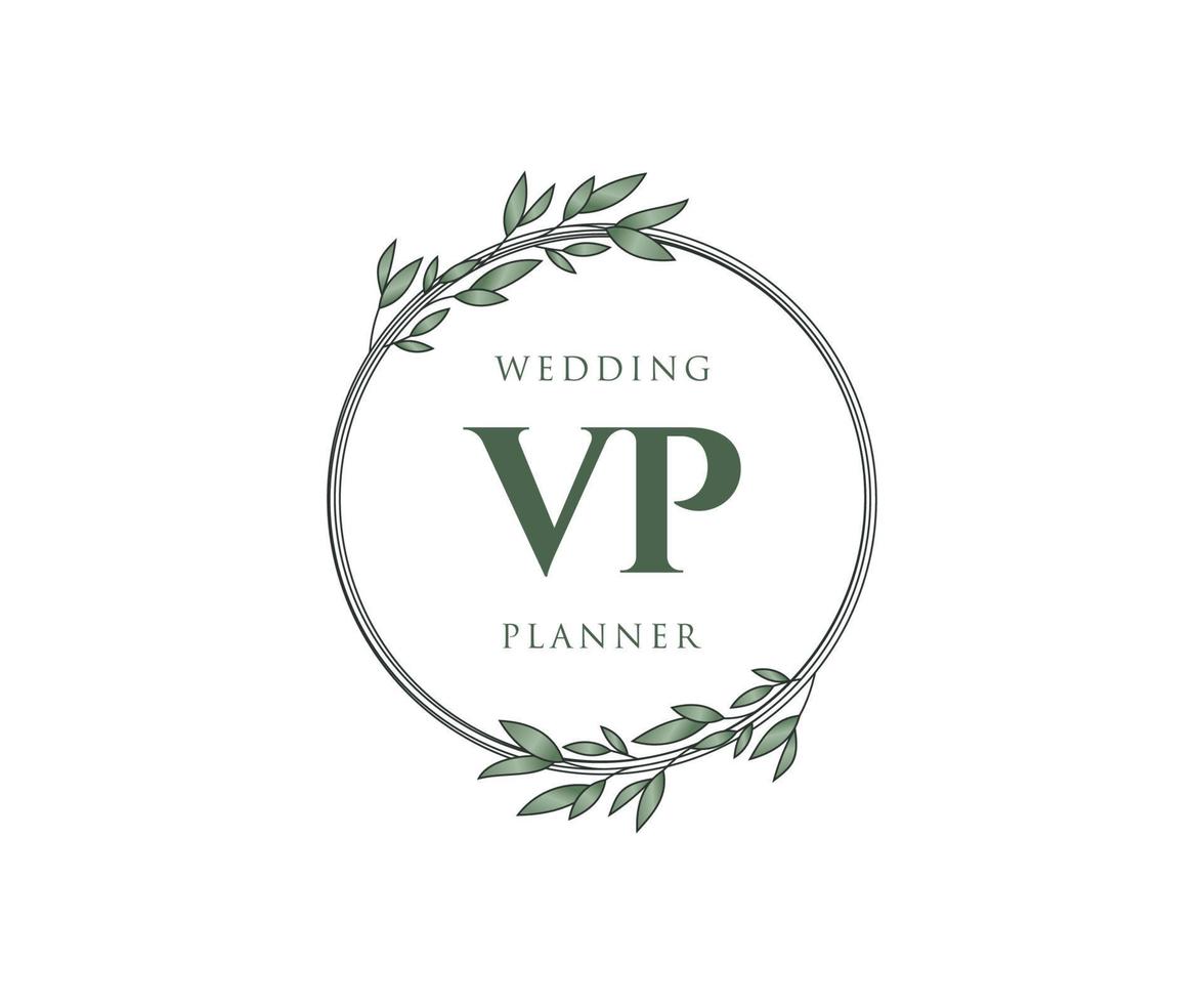 VP Initials letter Wedding monogram logos collection, hand drawn modern minimalistic and floral templates for Invitation cards, Save the Date, elegant identity for restaurant, boutique, cafe in vector