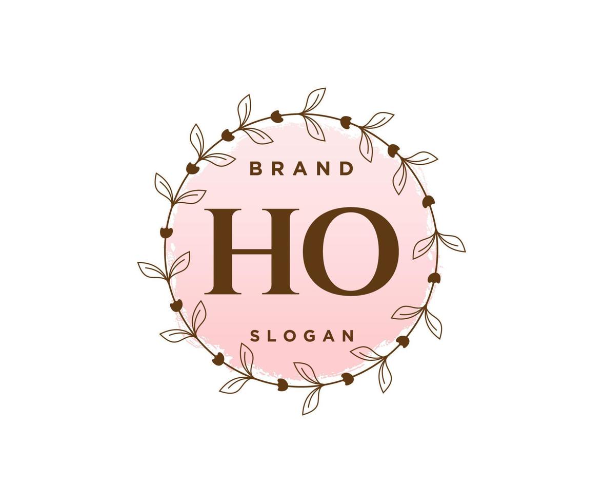 Initial HO feminine logo. Usable for Nature, Salon, Spa, Cosmetic and Beauty Logos. Flat Vector Logo Design Template Element.