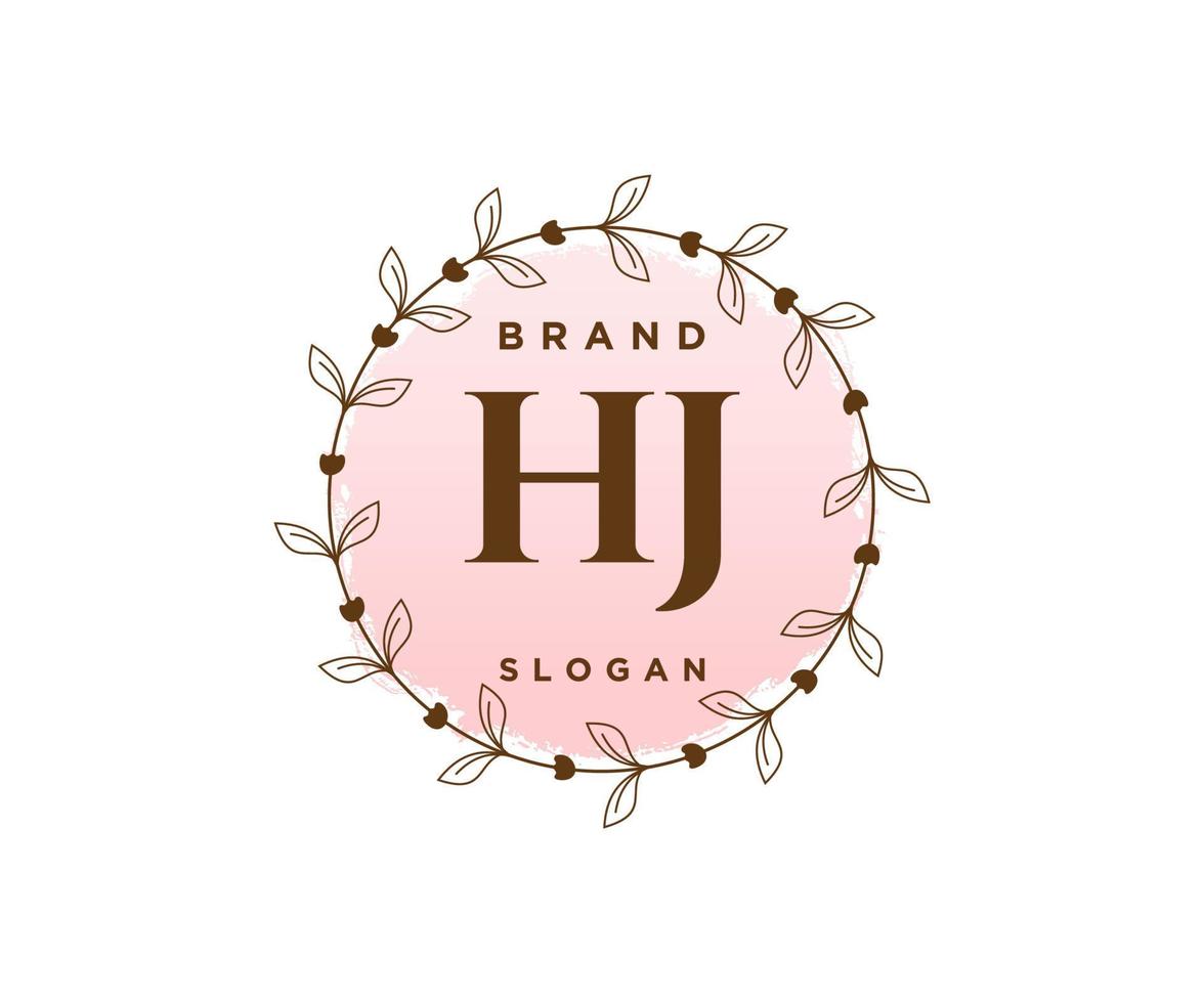 logotipo femenino hj inicial. utilizable para logotipos de naturaleza, salón, spa, cosmética y belleza. elemento de plantilla de diseño de logotipo de vector plano.