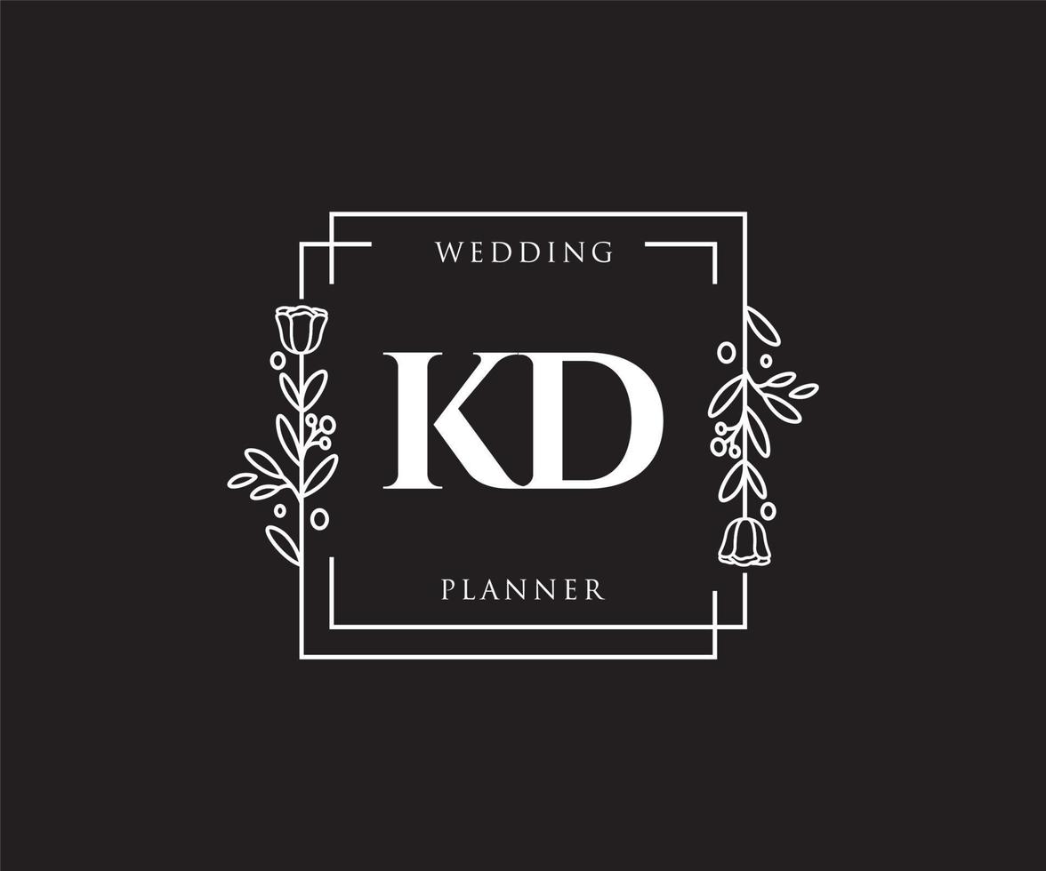 Initial KD feminine logo. Usable for Nature, Salon, Spa, Cosmetic and Beauty Logos. Flat Vector Logo Design Template Element.