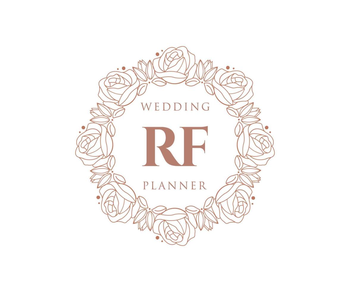 RF Initials letter Wedding monogram logos collection, hand drawn modern minimalistic and floral templates for Invitation cards, Save the Date, elegant identity for restaurant, boutique, cafe in vector
