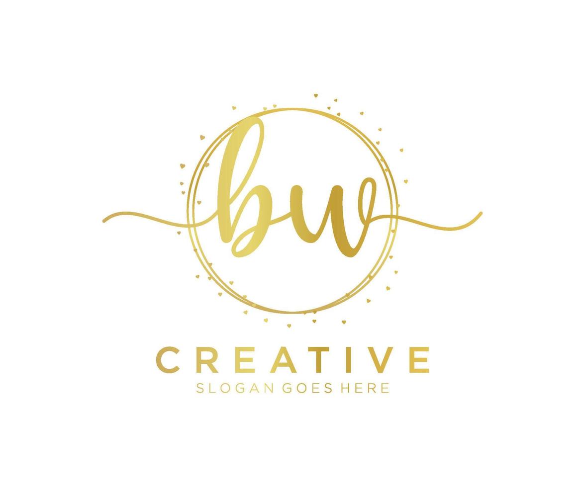 Initial BW feminine logo. Usable for Nature, Salon, Spa, Cosmetic and Beauty Logos. Flat Vector Logo Design Template Element.