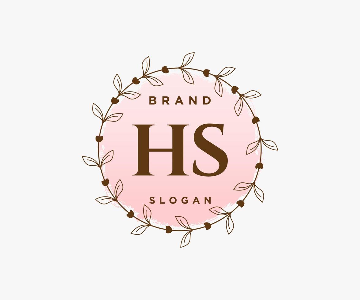 logotipo femenino hs inicial. utilizable para logotipos de naturaleza, salón, spa, cosmética y belleza. elemento de plantilla de diseño de logotipo de vector plano.