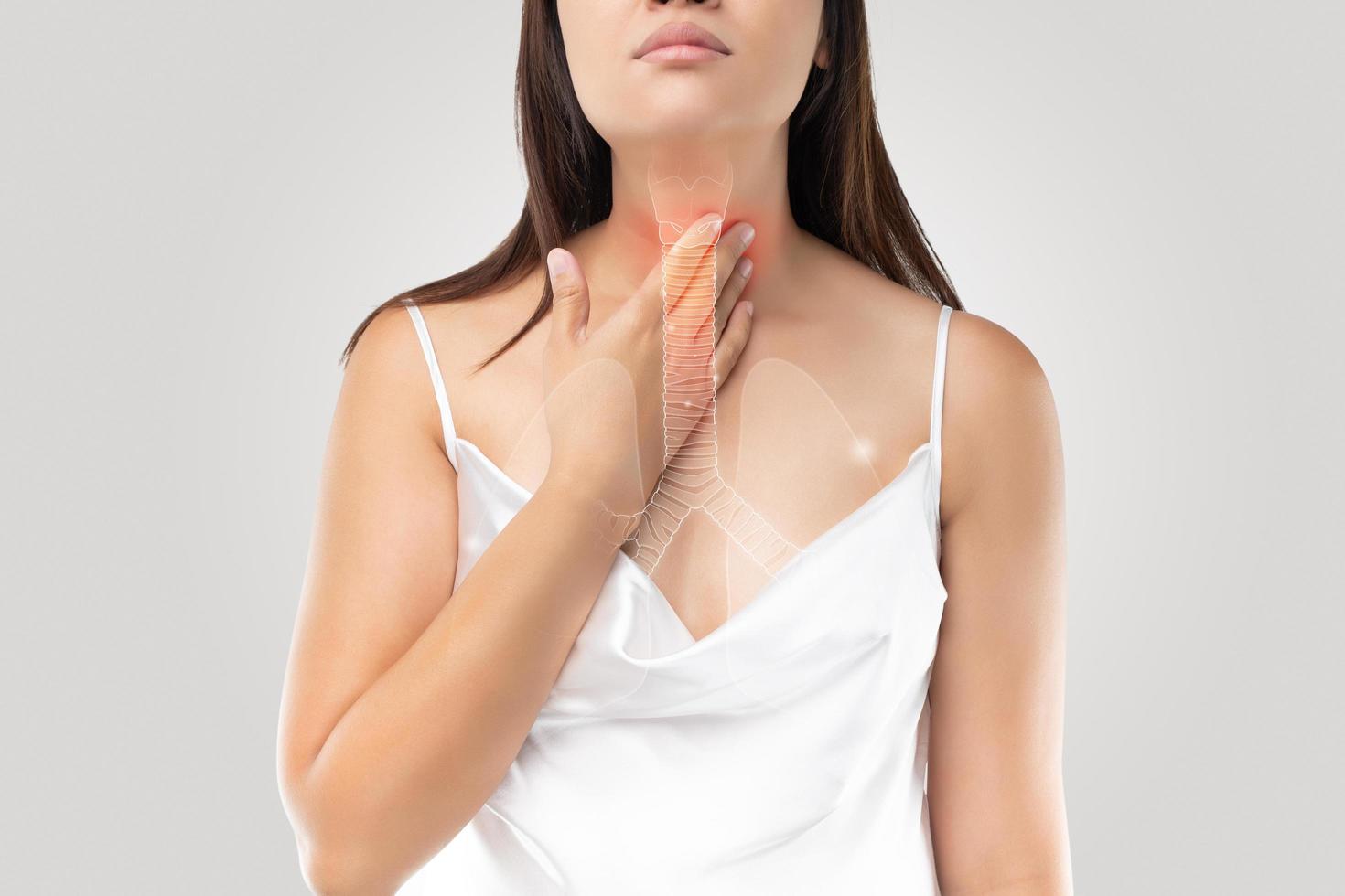 Bronchial or windpipe on the woman body and Bronchitis symptoms photo