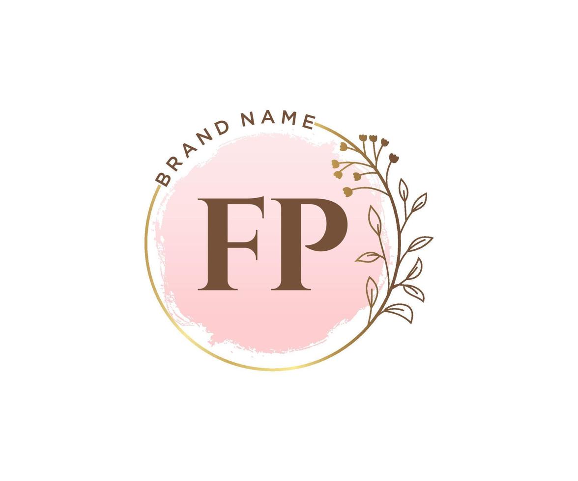 Initial FP feminine logo. Usable for Nature, Salon, Spa, Cosmetic and Beauty Logos. Flat Vector Logo Design Template Element.