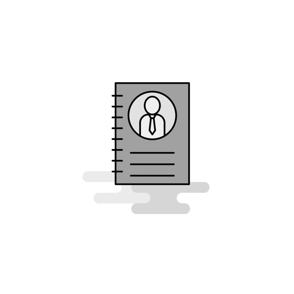 Personal diary Web Icon Flat Line Filled Gray Icon Vector