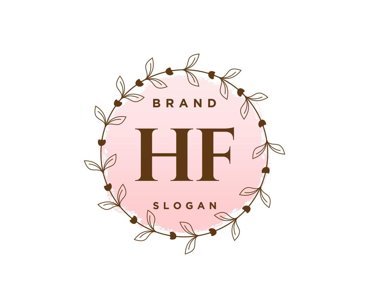 Initial HF feminine logo. Usable for Nature, Salon, Spa, Cosmetic and Beauty Logos. Flat Vector Logo Design Template Element.