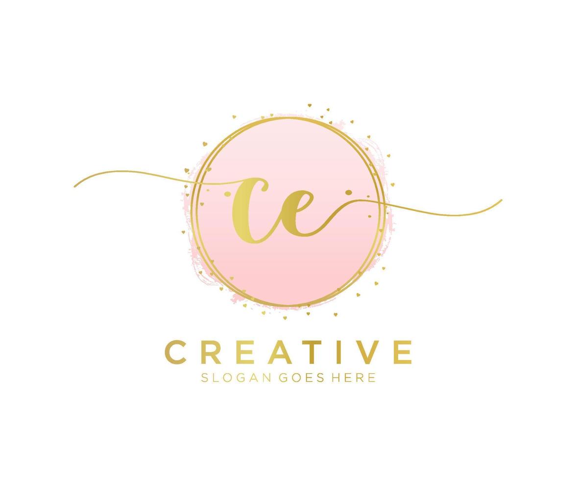 Initial CE feminine logo. Usable for Nature, Salon, Spa, Cosmetic and Beauty Logos. Flat Vector Logo Design Template Element.