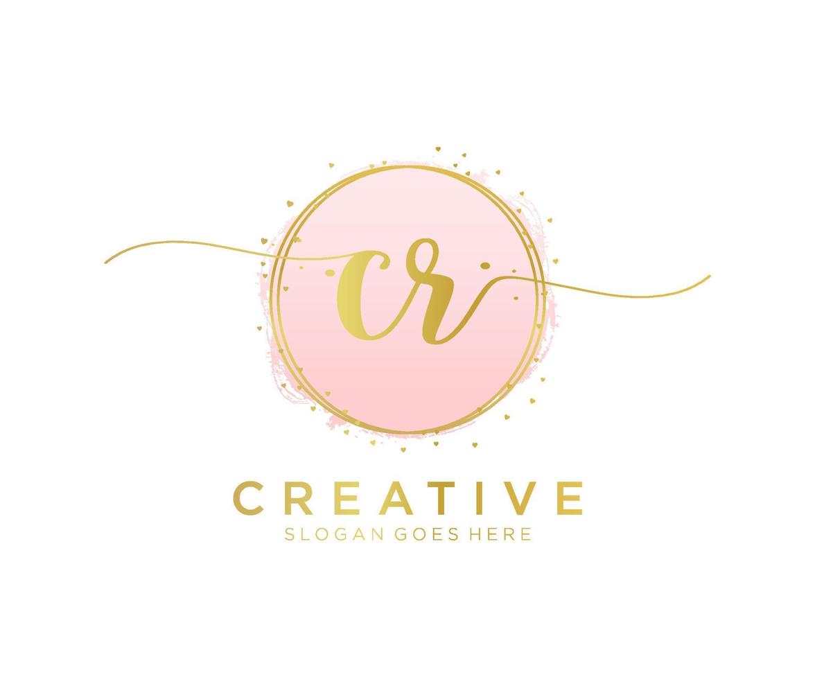 Initial CR feminine logo. Usable for Nature, Salon, Spa, Cosmetic and Beauty Logos. Flat Vector Logo Design Template Element.