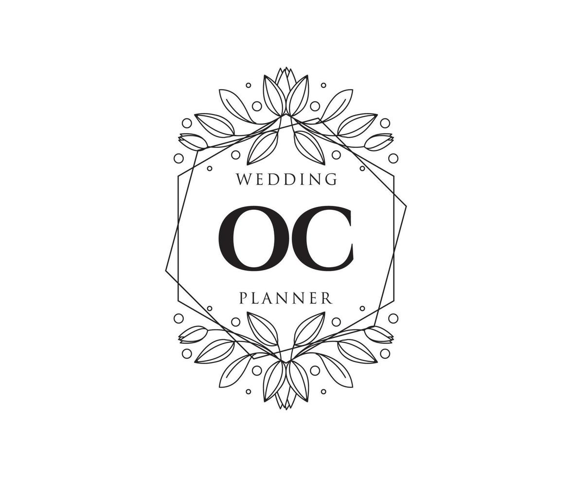 OC Initials letter Wedding monogram logos collection, hand drawn modern minimalistic and floral templates for Invitation cards, Save the Date, elegant identity for restaurant, boutique, cafe in vector