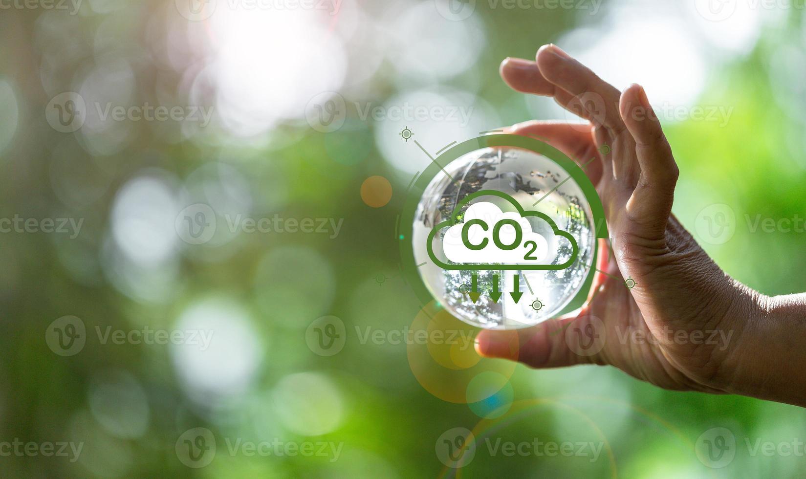 Developing sustainable CO2 concepts and low reduce CO2 emissions and carbon footprint to limit global warming and climate change. sustainable environmental management, Greenhouse from renewable energy photo