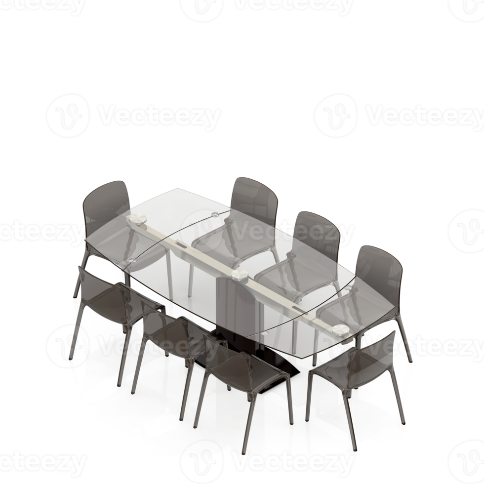 Isometric Table Set 3D render png