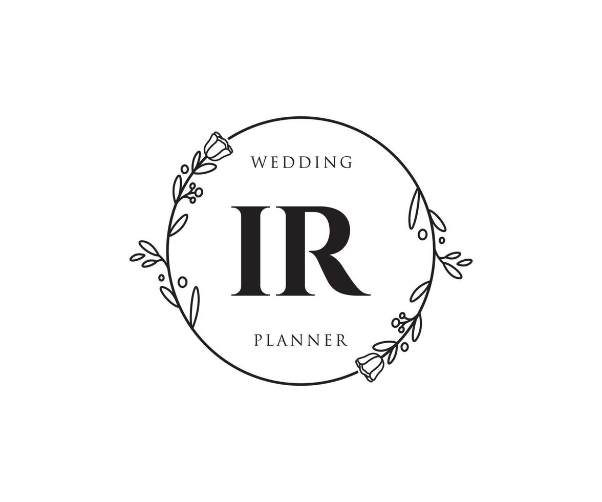 Initial IR feminine logo. Usable for Nature, Salon, Spa, Cosmetic and Beauty Logos. Flat Vector Logo Design Template Element.