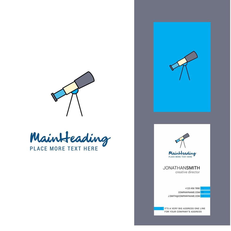 vector de diseño vertical de tarjeta de visita y logotipo creativo de telescopio