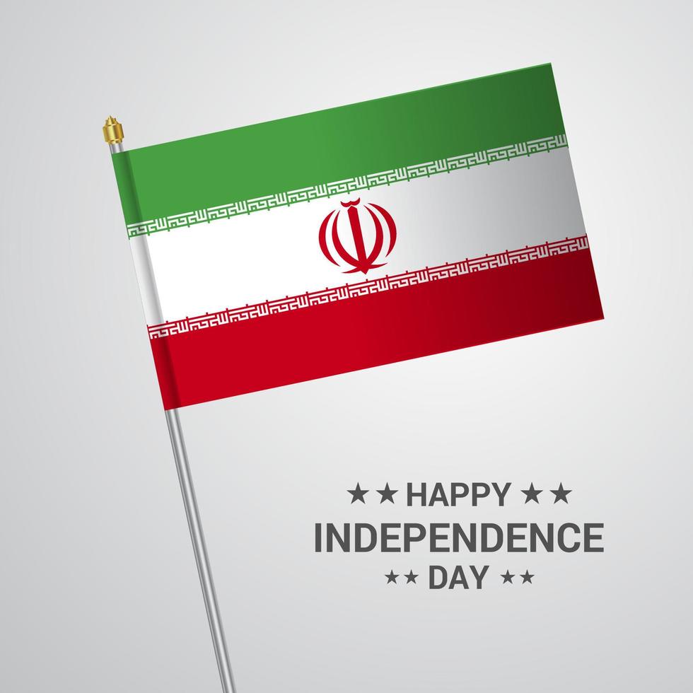 diseño tipográfico del día de la independencia de irán con vector de bandera