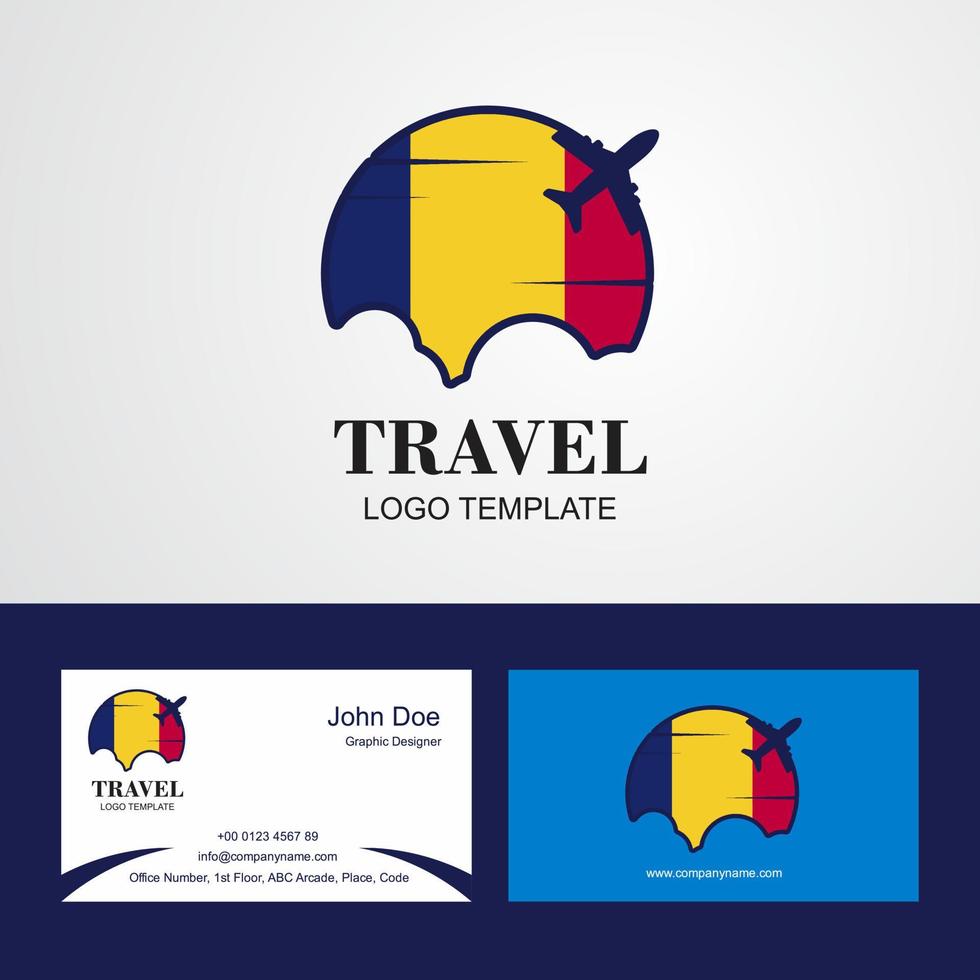 logotipo de la bandera de chad de viaje y diseño de tarjeta de visita vector