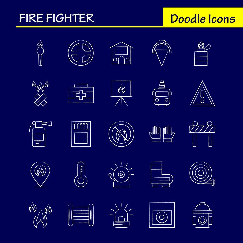 Fire Fighter Hand Drawn Icon for Web Print and Mobile UXUI Kit Such as Burn Fighter Fire Fireman Barrier Board Fighter Fire Pictogram Pack Vector