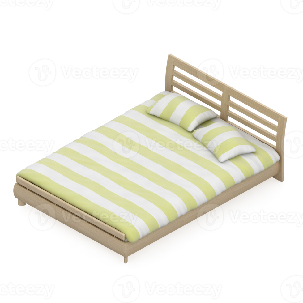 Isometric Bedroom 3D render png