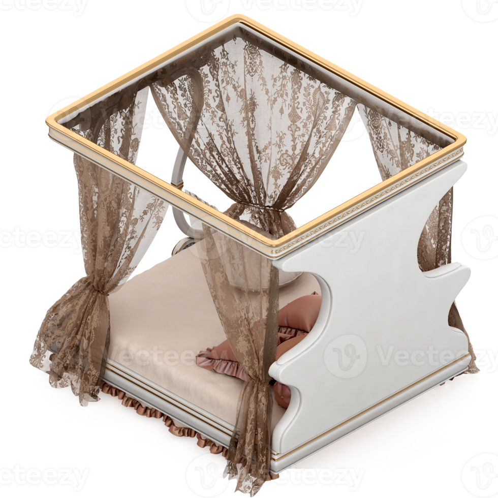 Isometric Bedroom 3D render png