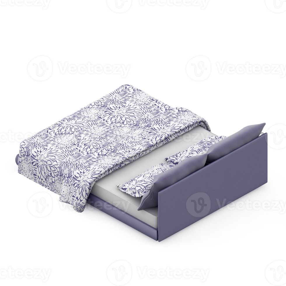 Isometric Bedroom 3D render png