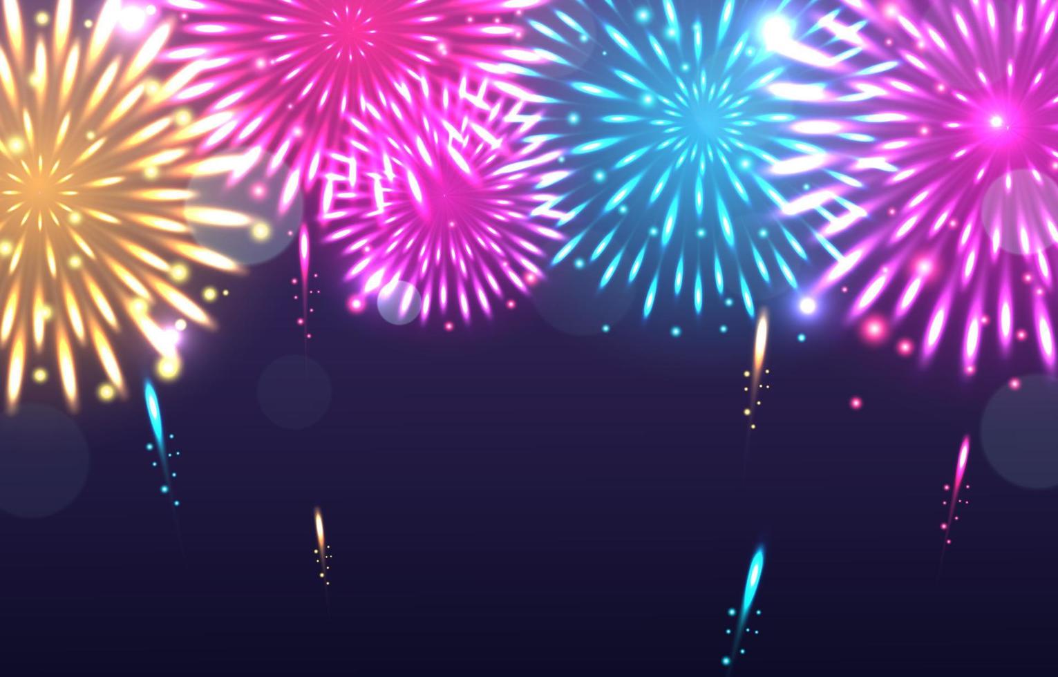 Fireworks in the Night Sky Background vector