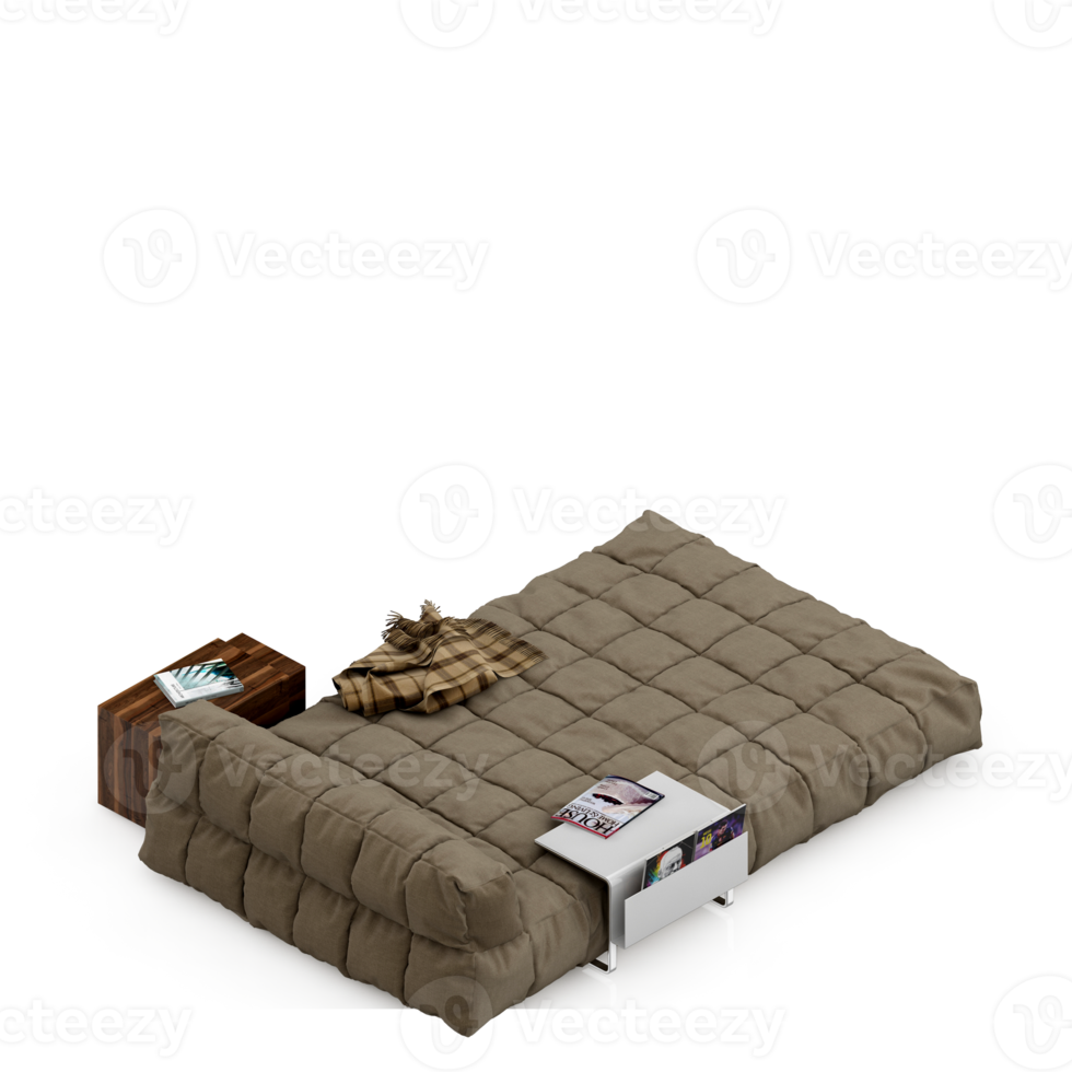 Isometric Bedroom 3D render png