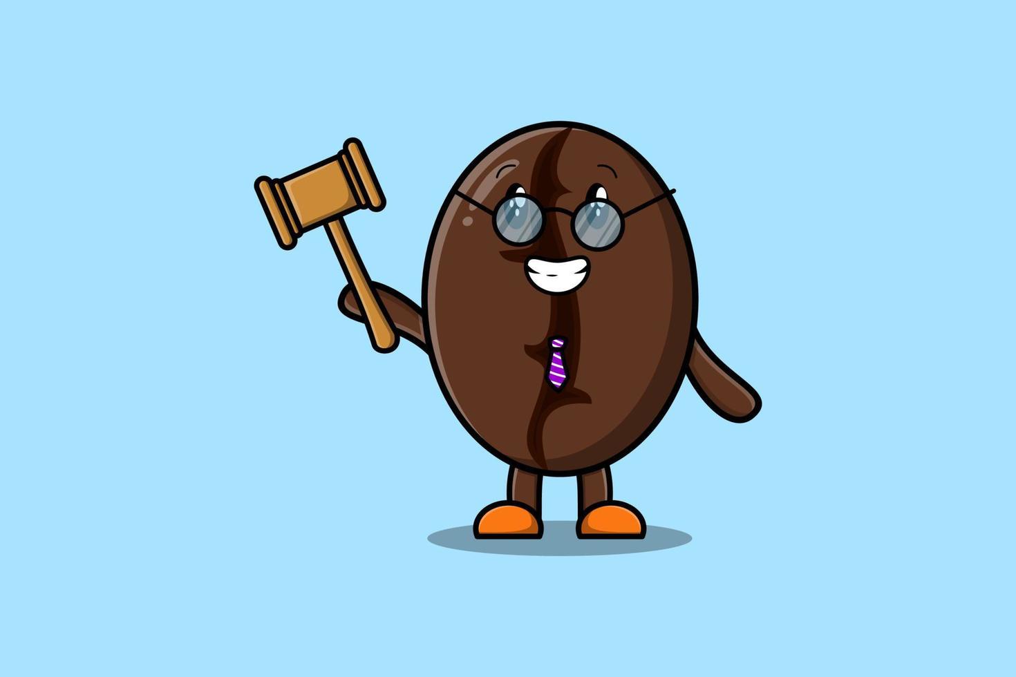 Cute cartoon mascot wise judge Coffee beans vector