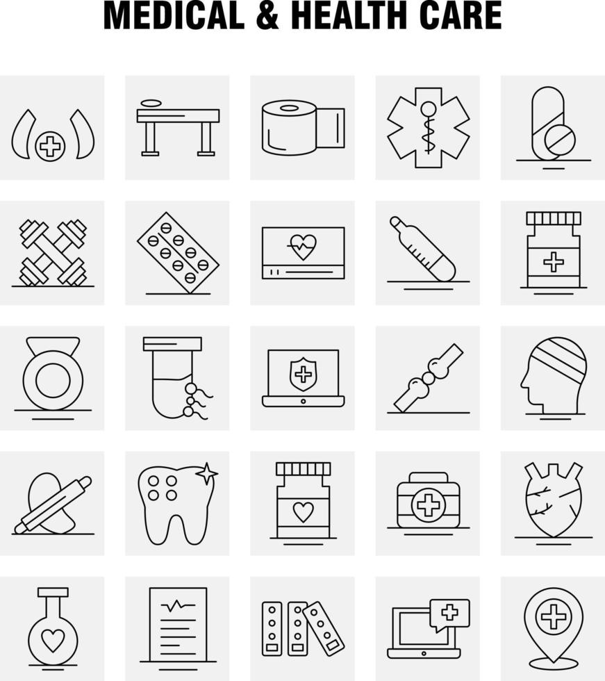 Medical And Health Care Line Icon for Web Print and Mobile UXUI Kit Such as Medical Medicine Tablet Hospital Measure Medical Medical Devices Pictogram Pack Vector