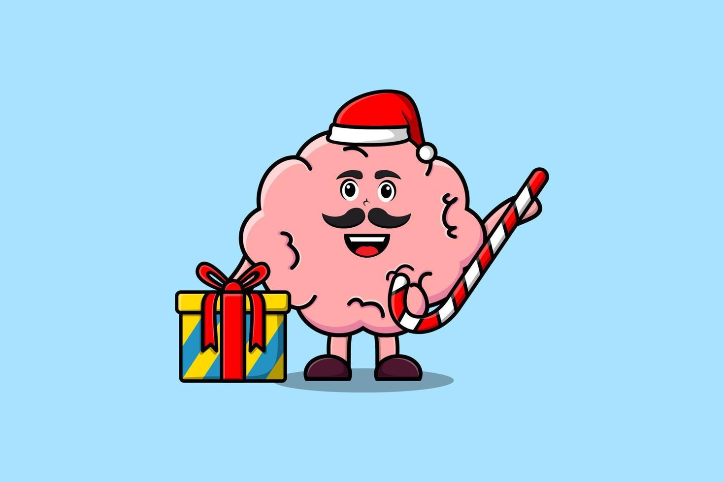 cute cartoon Brain santa clause is bringing candy vector