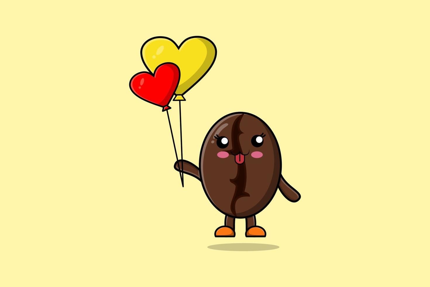 Cute cartoon Coffee beans floating with love vector