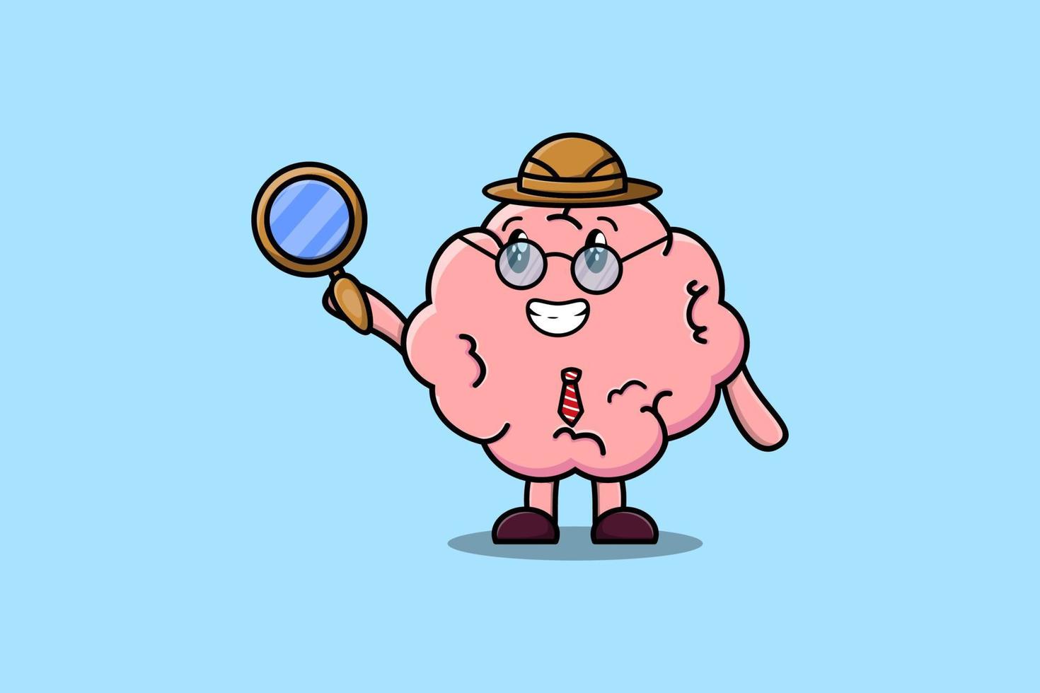 lindo personaje de dibujos animados cerebro detective buscando vector