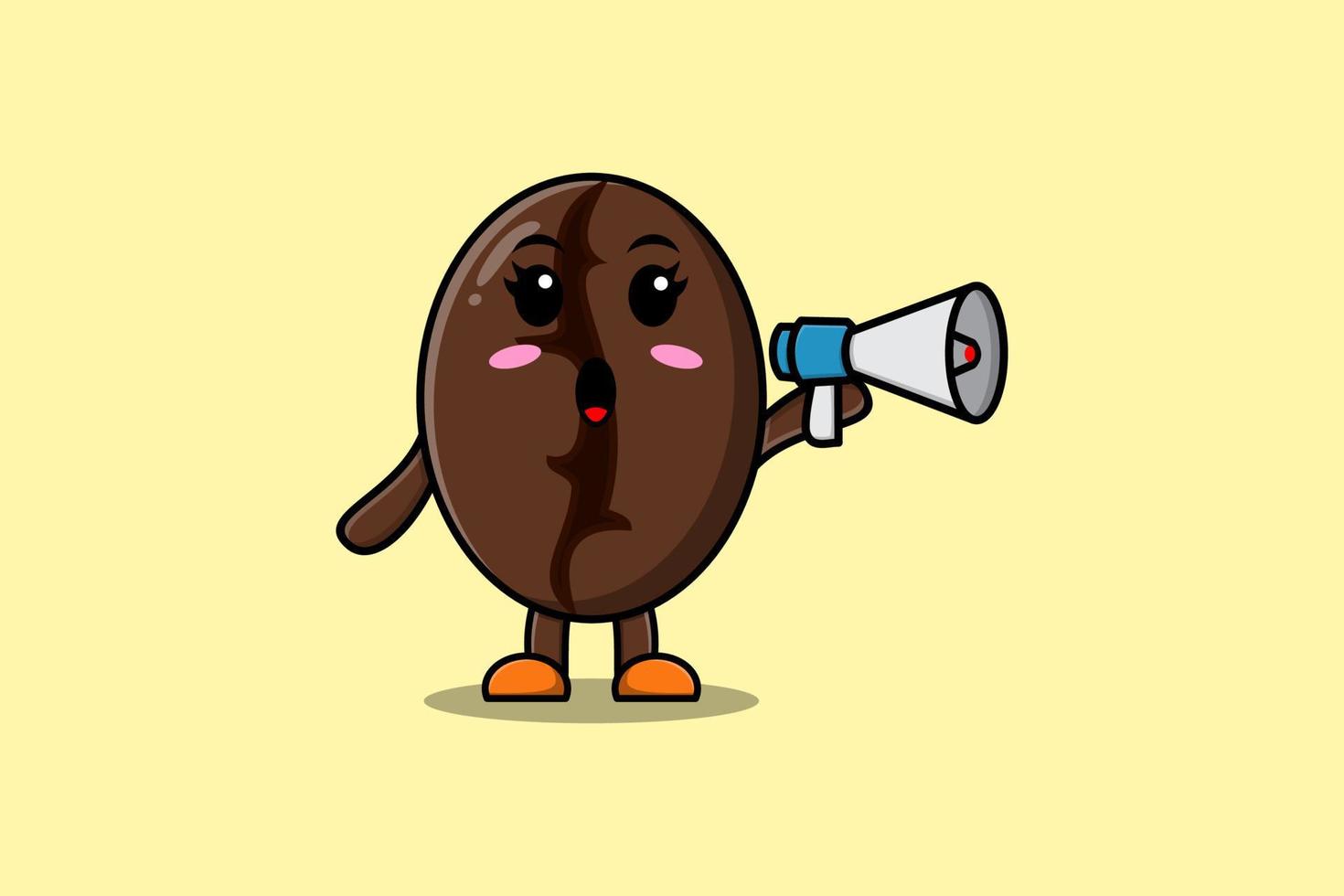 Cute Cartoon Coffee beans speak with megaphone vector