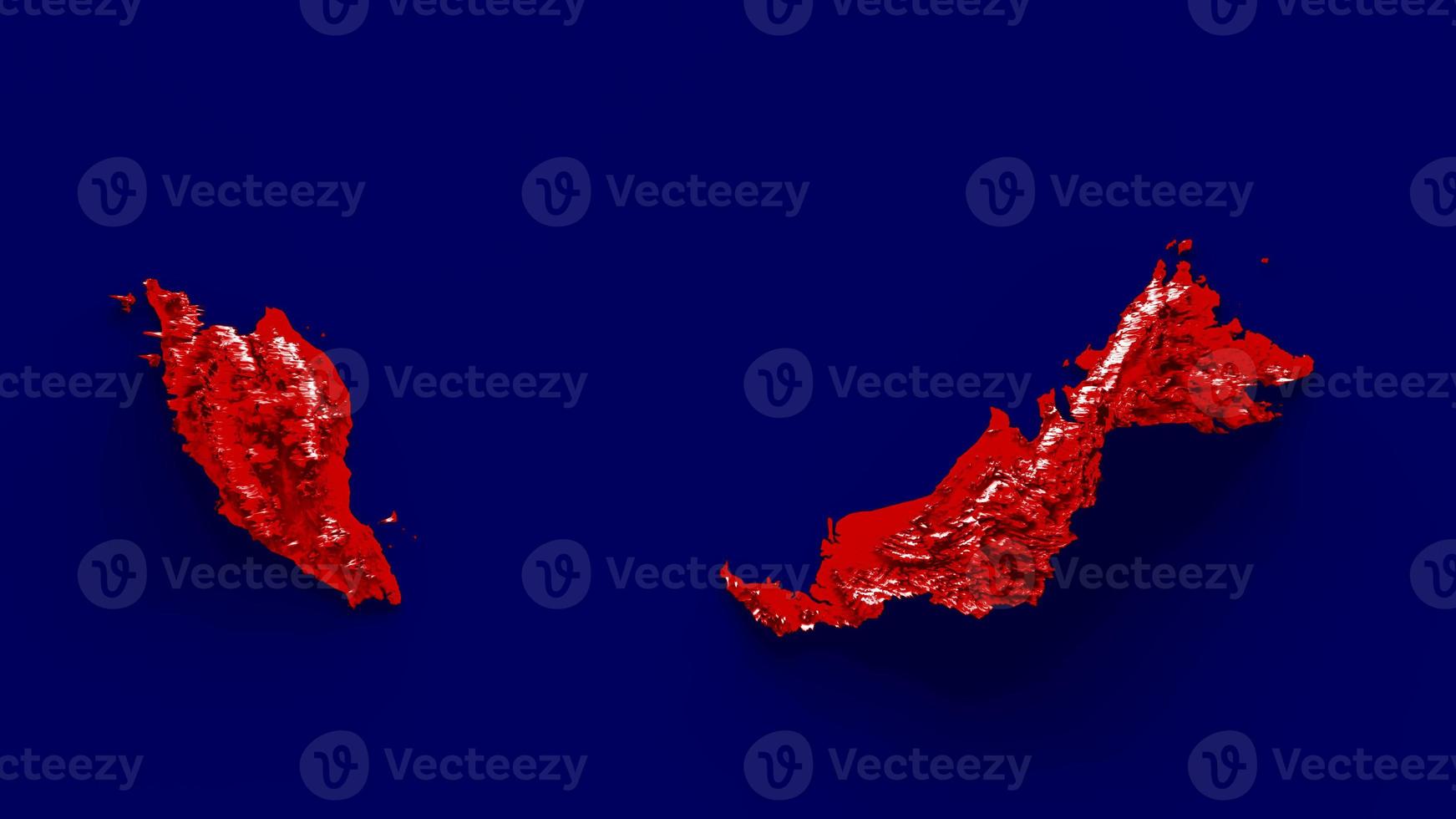 Malaysia map with the flag Colors Blue and Red Shaded relief map 3d illustration photo