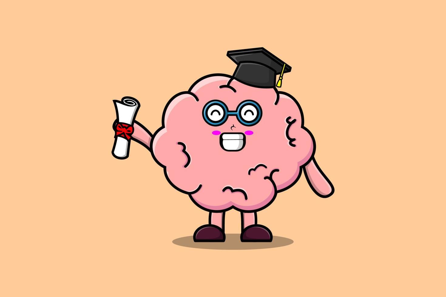 día de graduación de estudiante de cerebro de dibujos animados con toga vector