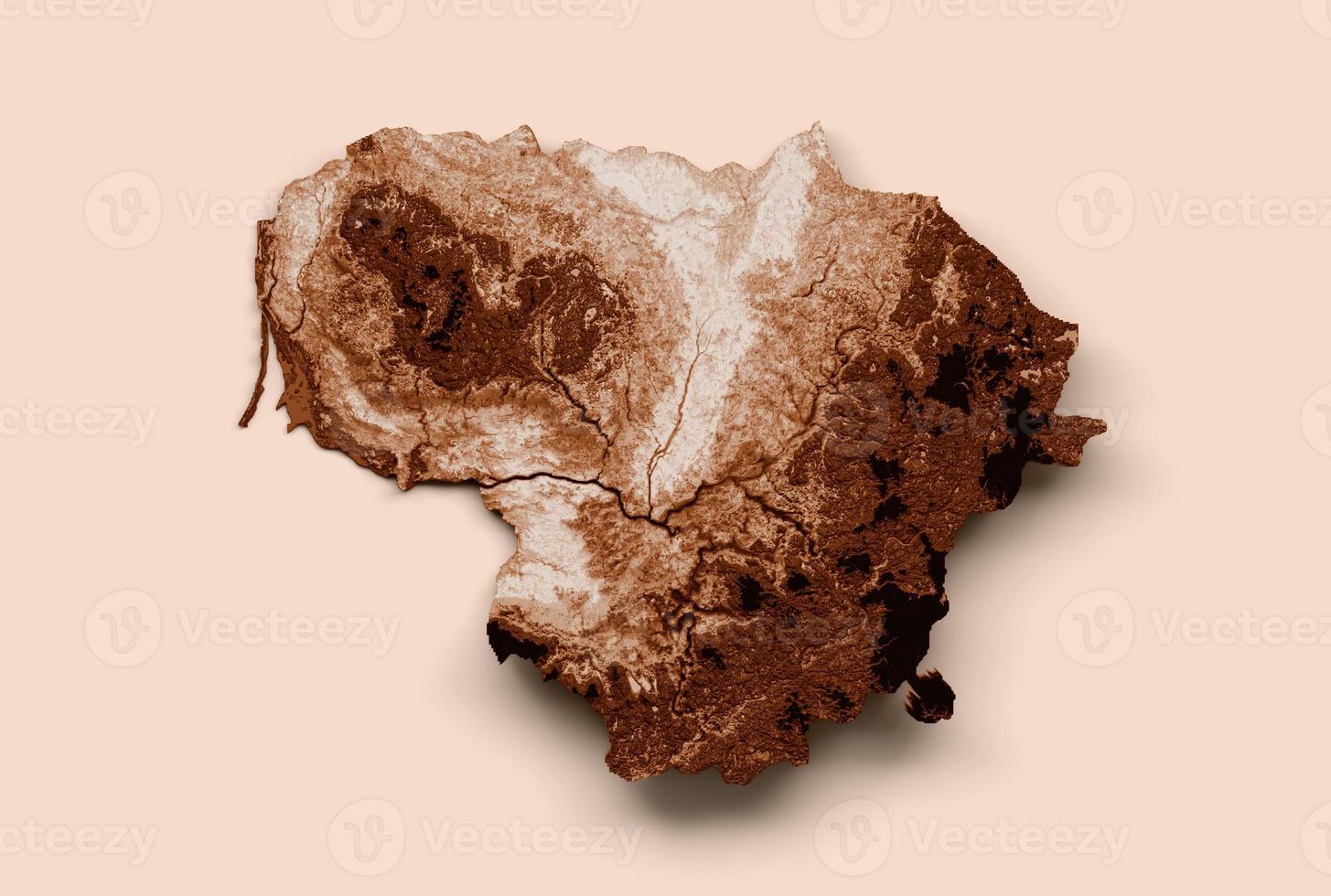 Map of Lithuania in old style, brown graphics in a retro style Vintage Style. High detailed 3d illustration photo
