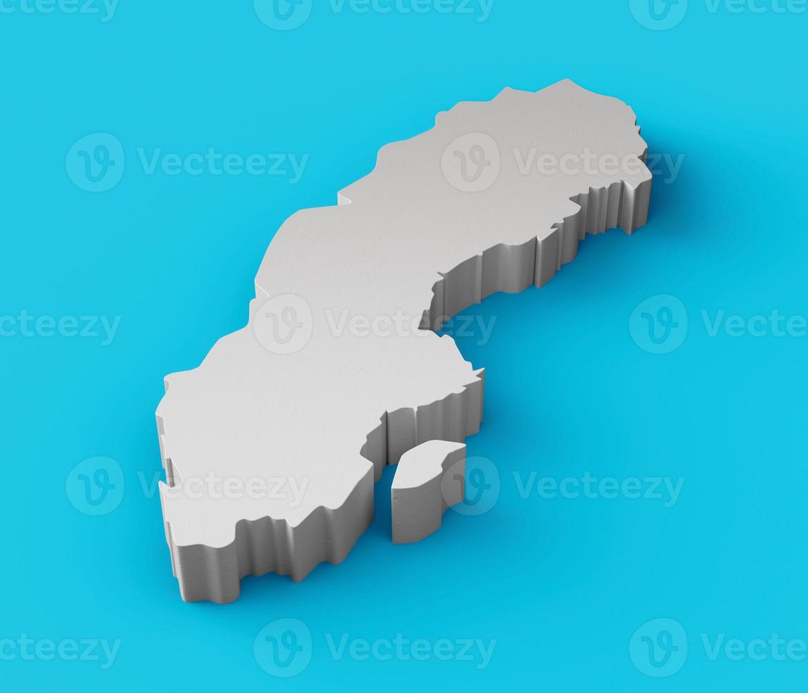 Sweden 3D map Geography Cartography and topology Blue surface 3D illustration photo