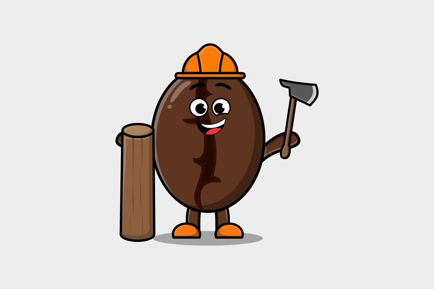 Cute cartoon Coffee beans as carpenter with ax vector