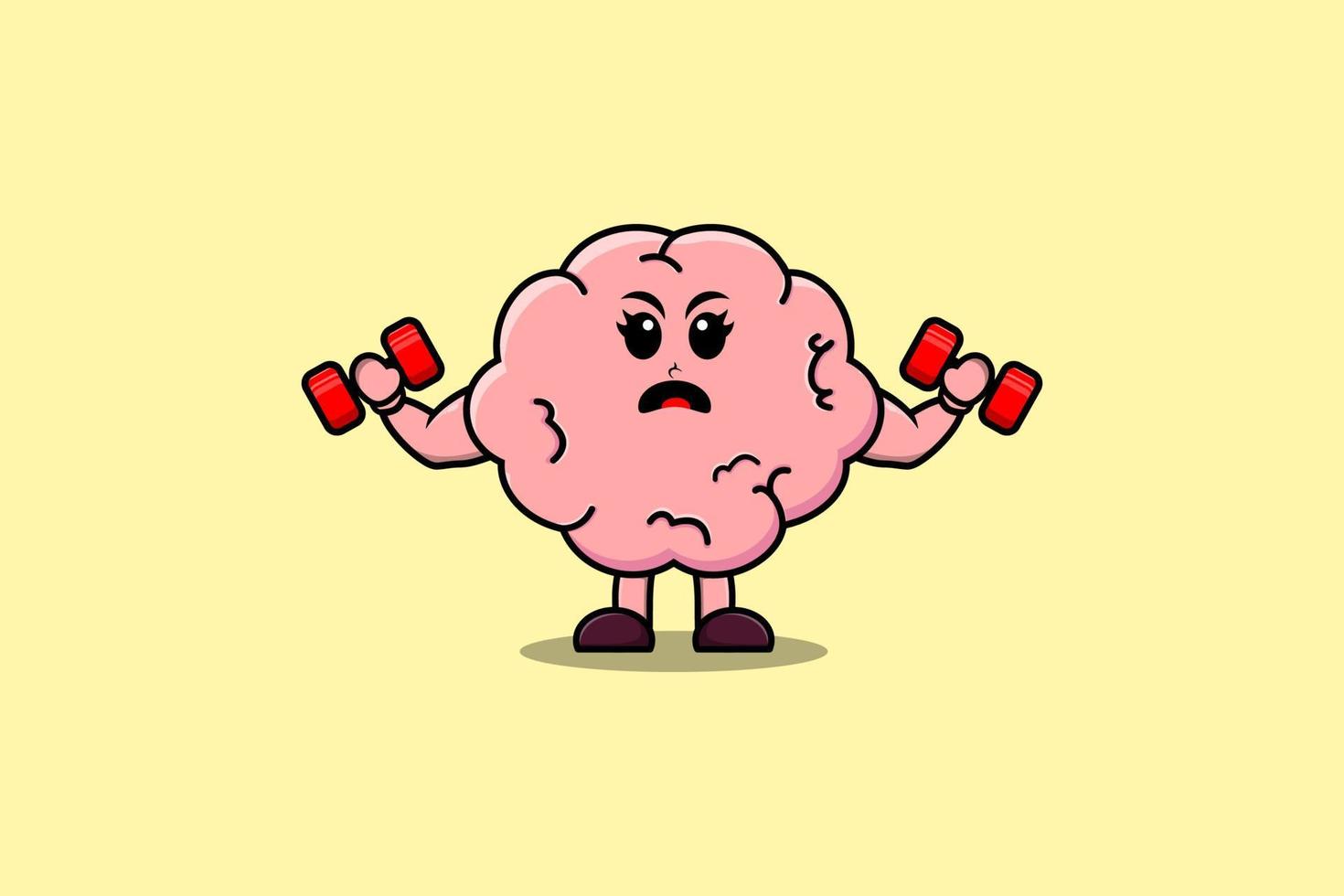 Cute cartoon Brain character is fitness vector